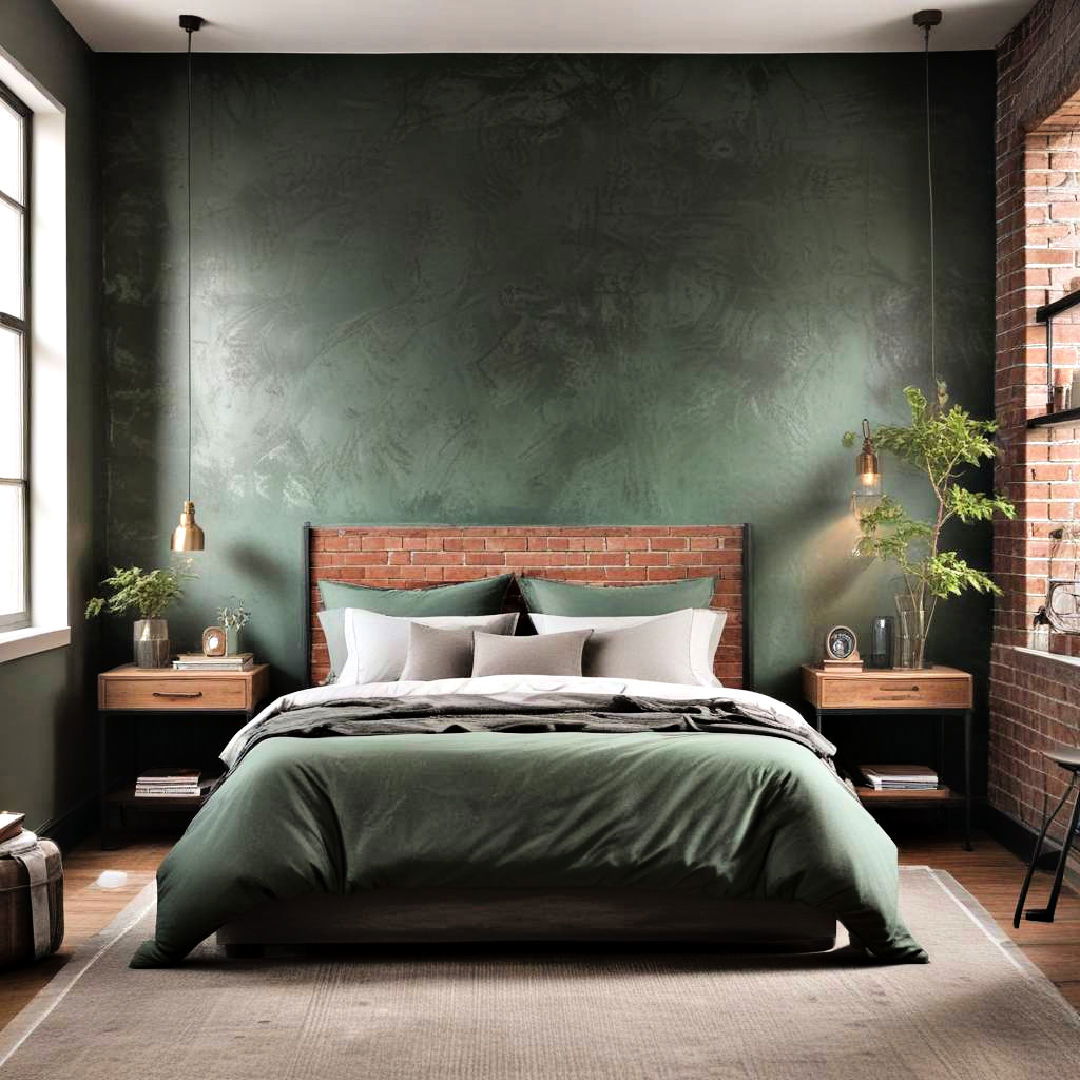 Industrial Edge green bedroom