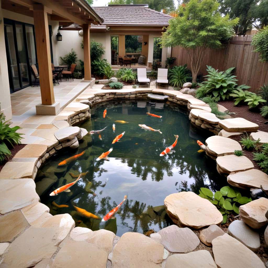 Koi Pond with a Sunken Patio