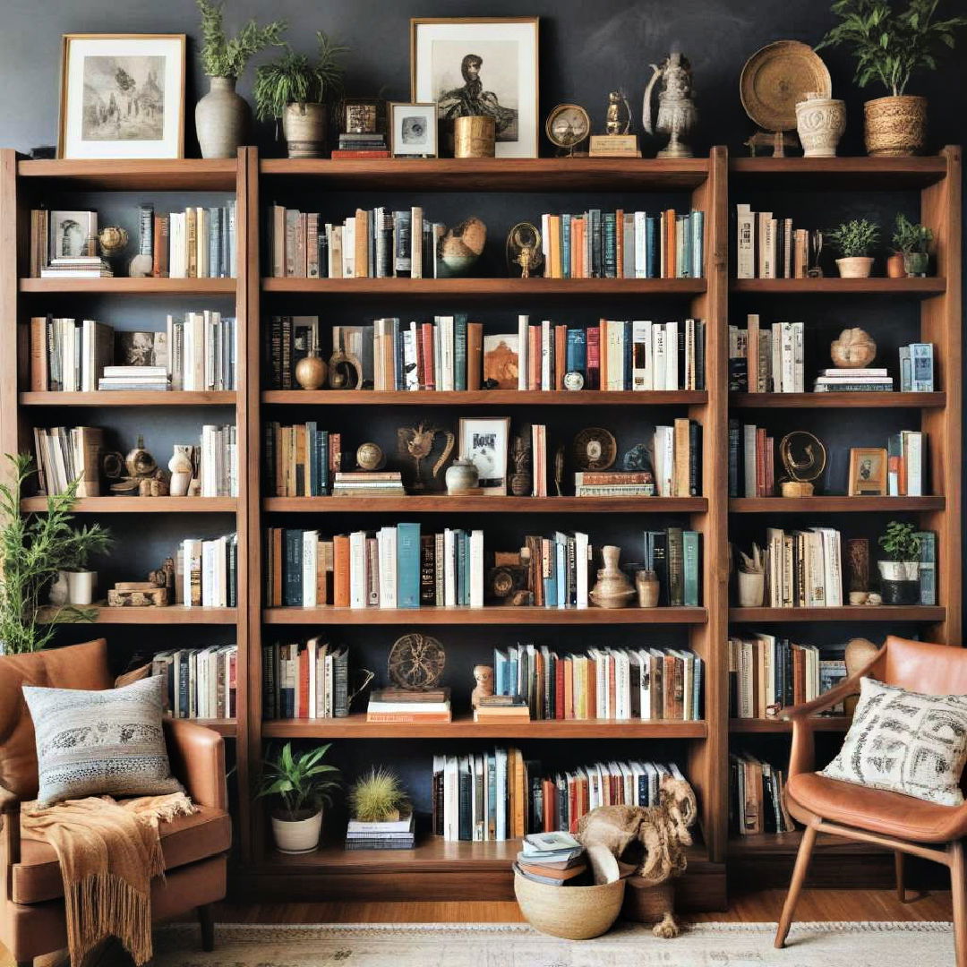 arrange an eclectic bookshelf
