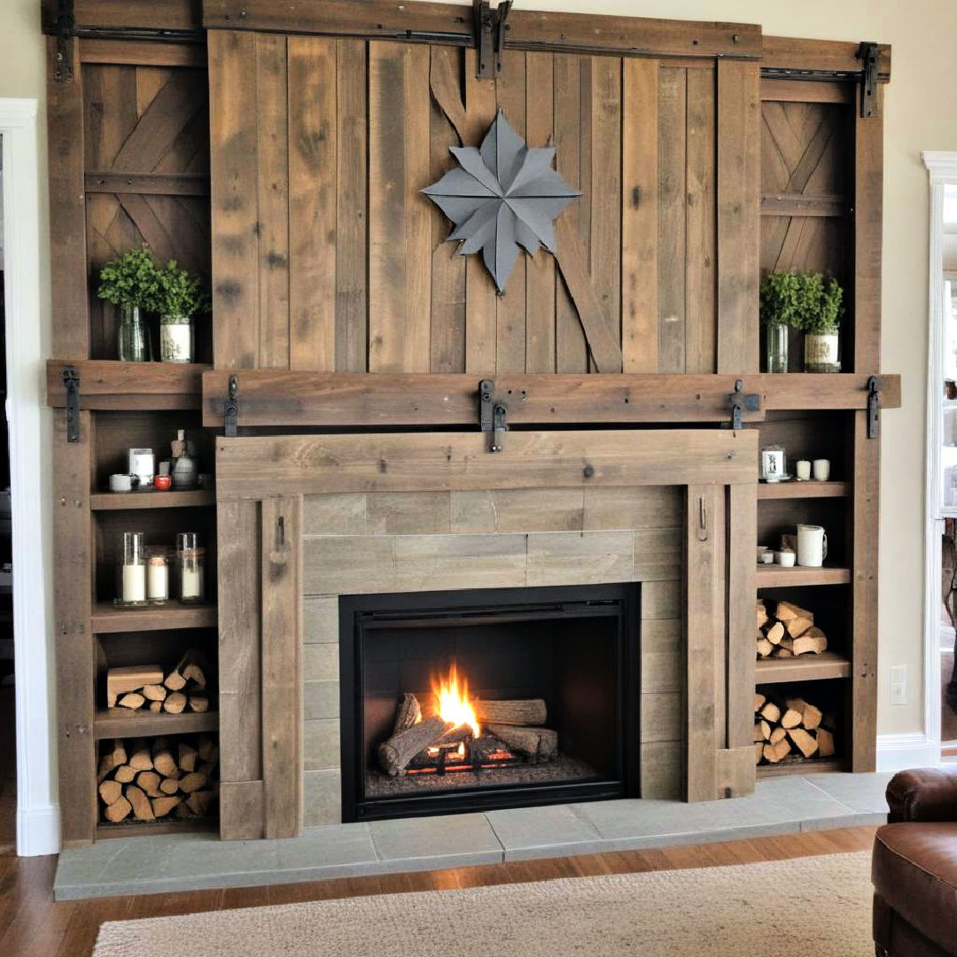 barn door fireplace cover