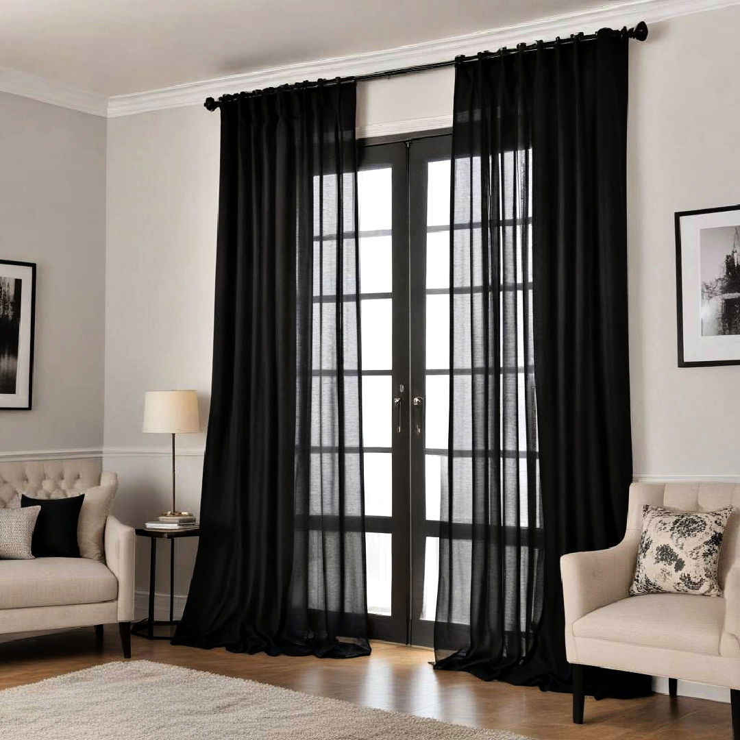 black curtains