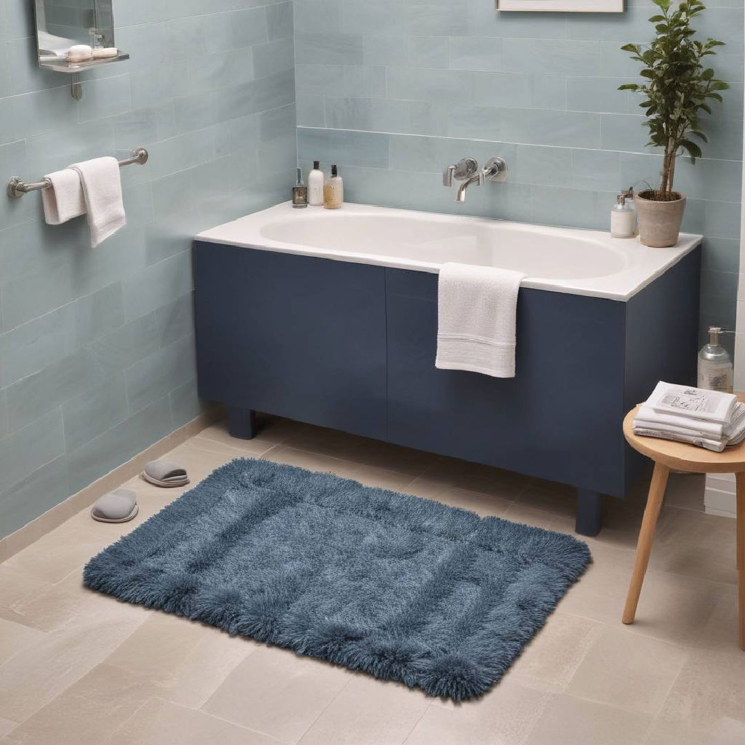 blue bath mat