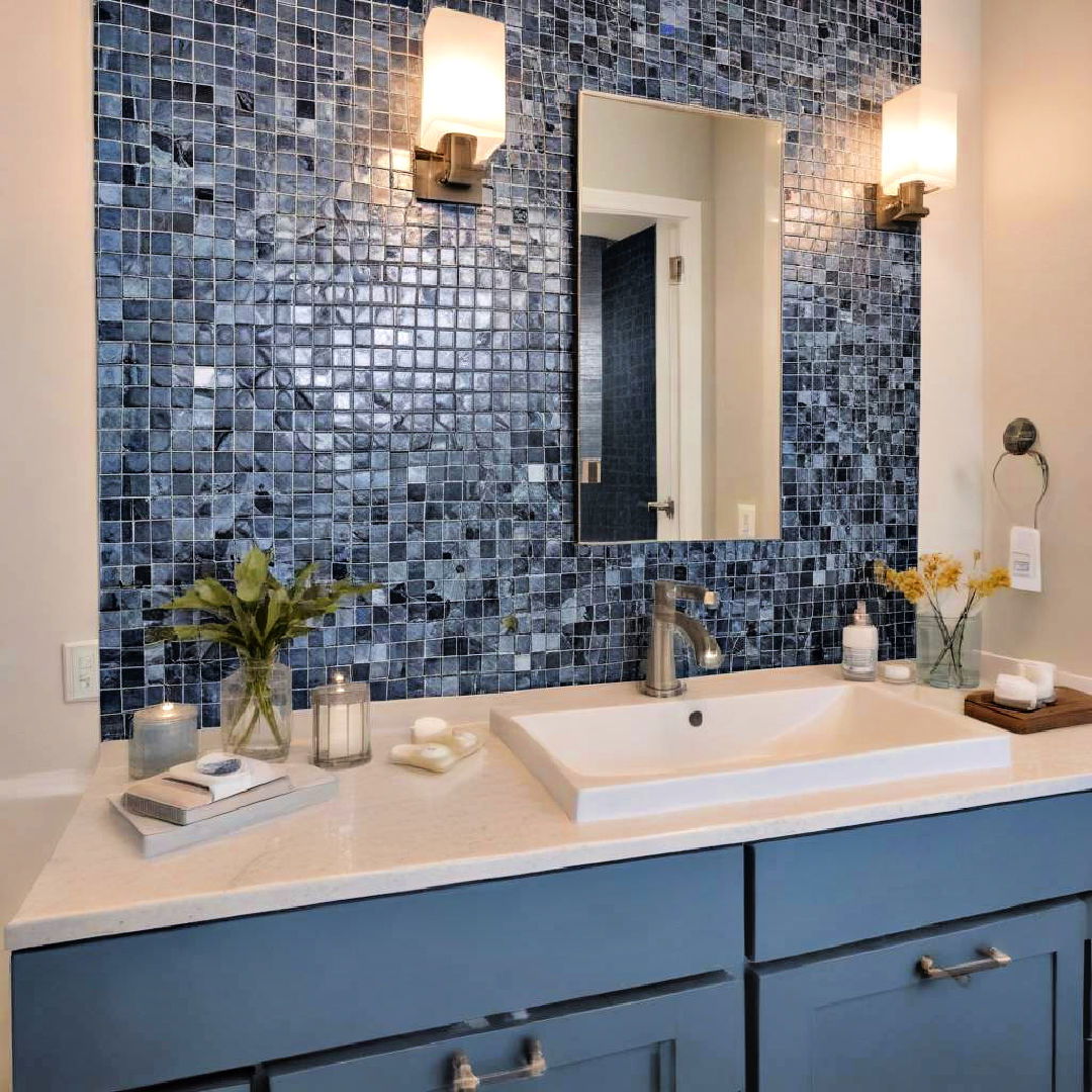 blue mosaic backsplash