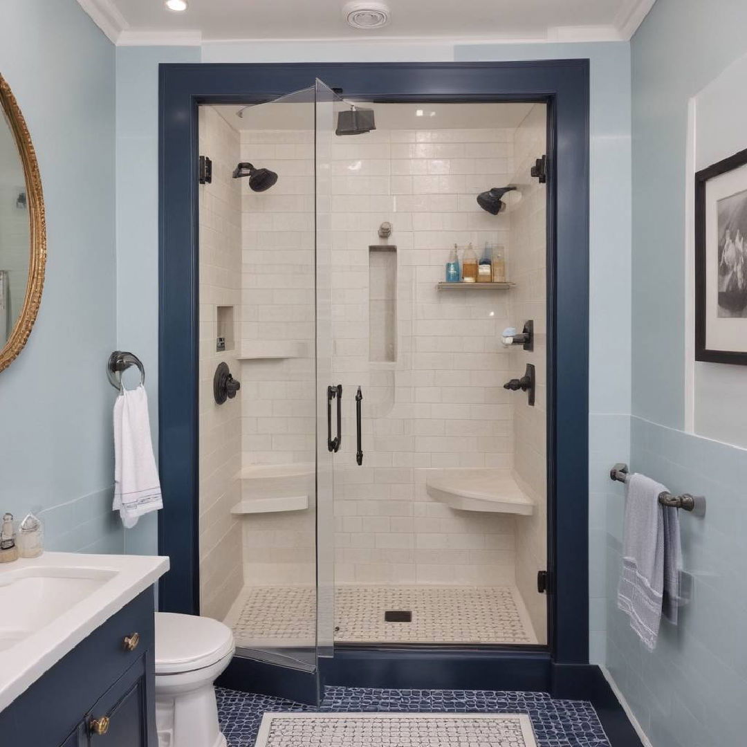 blue shower door trim