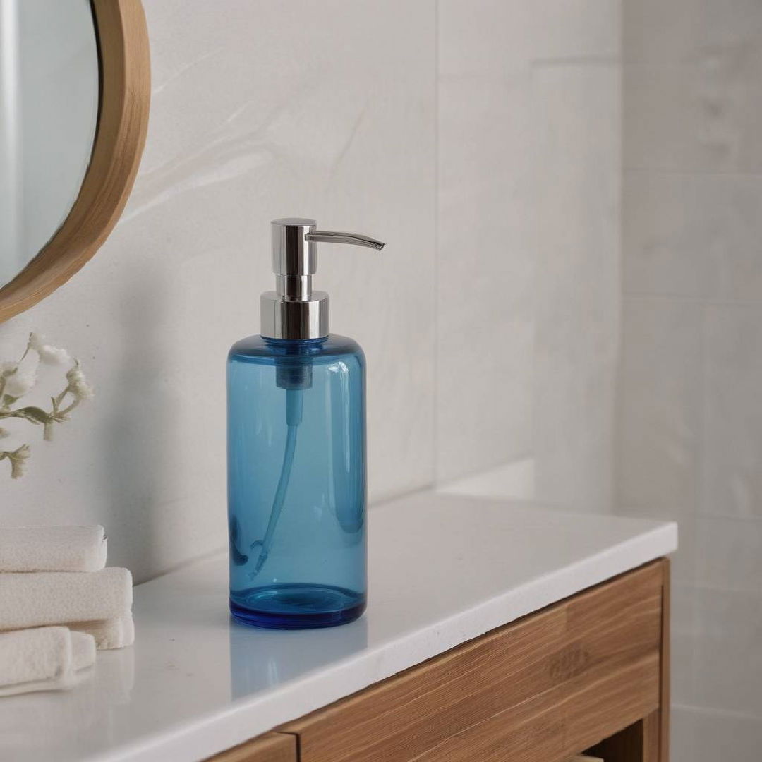 blue soap dispenser