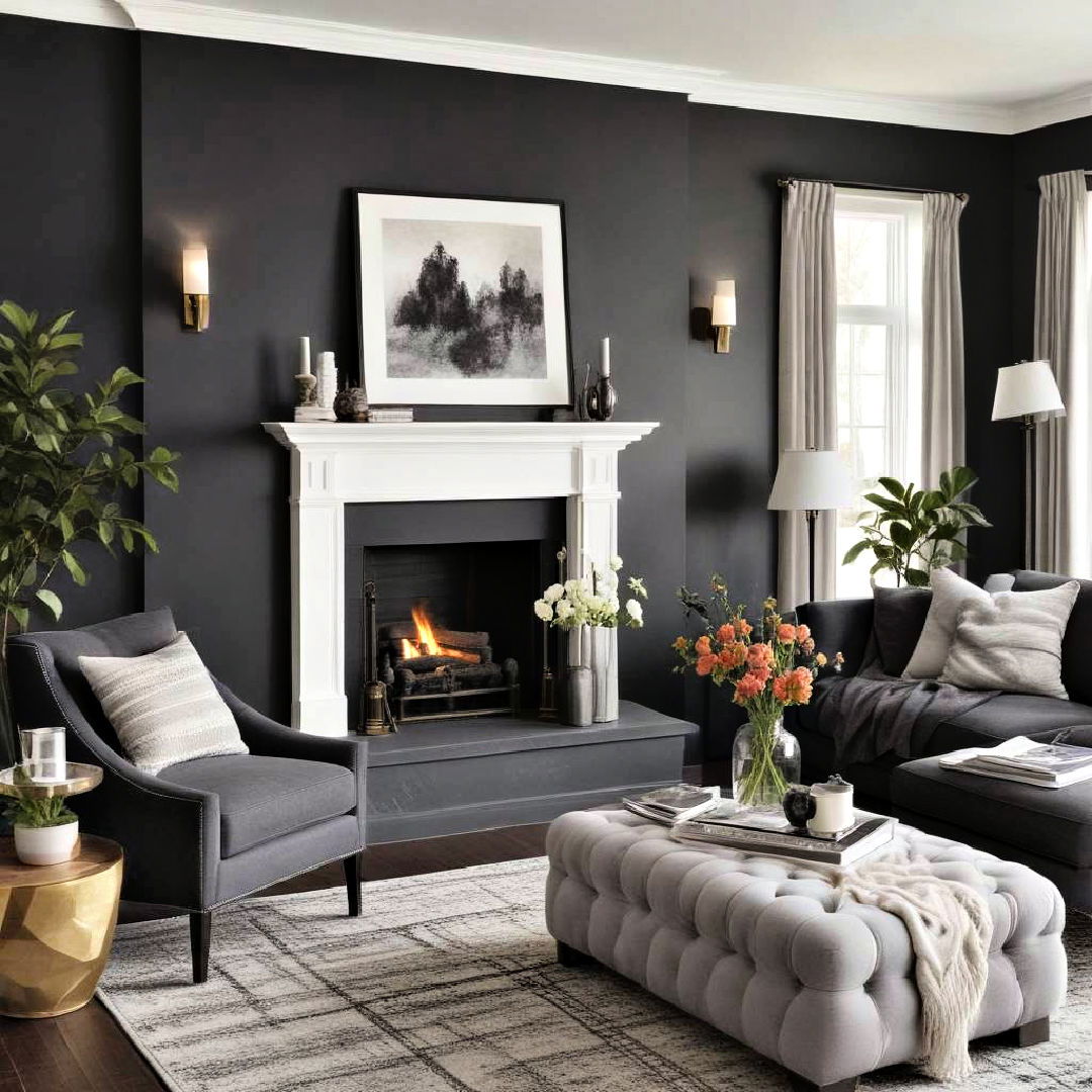 charcoal gray living room color