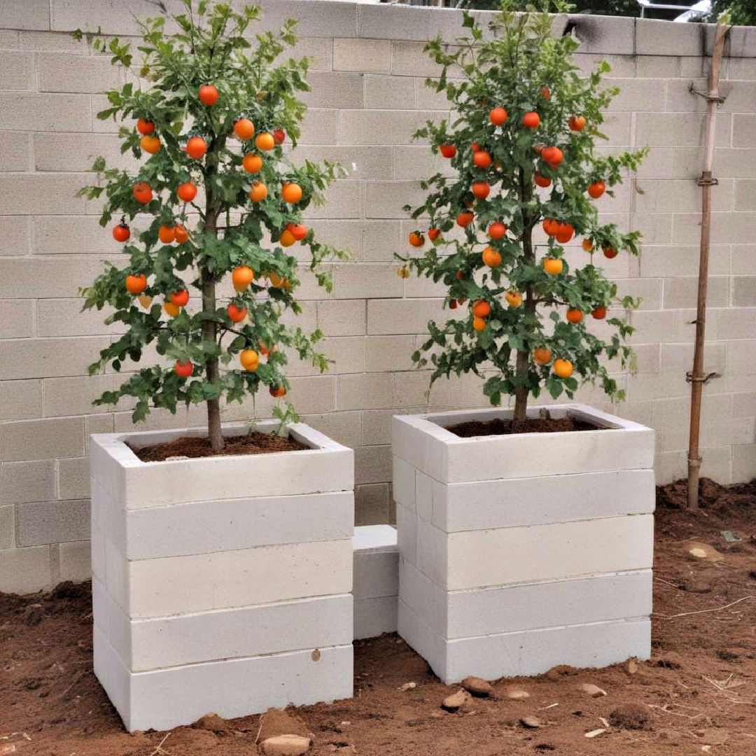 cinder block fruit tree planters