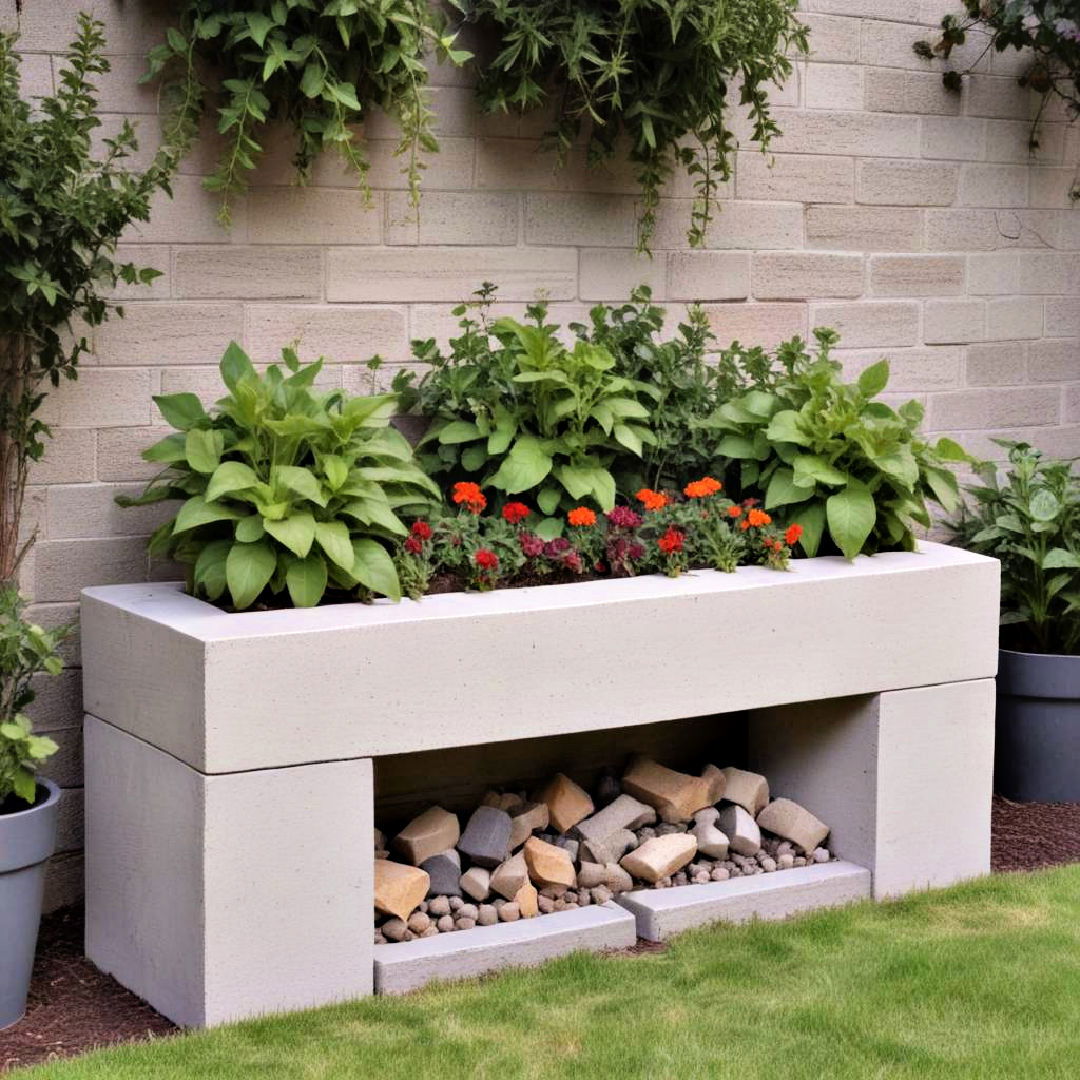 cinder block garden bench