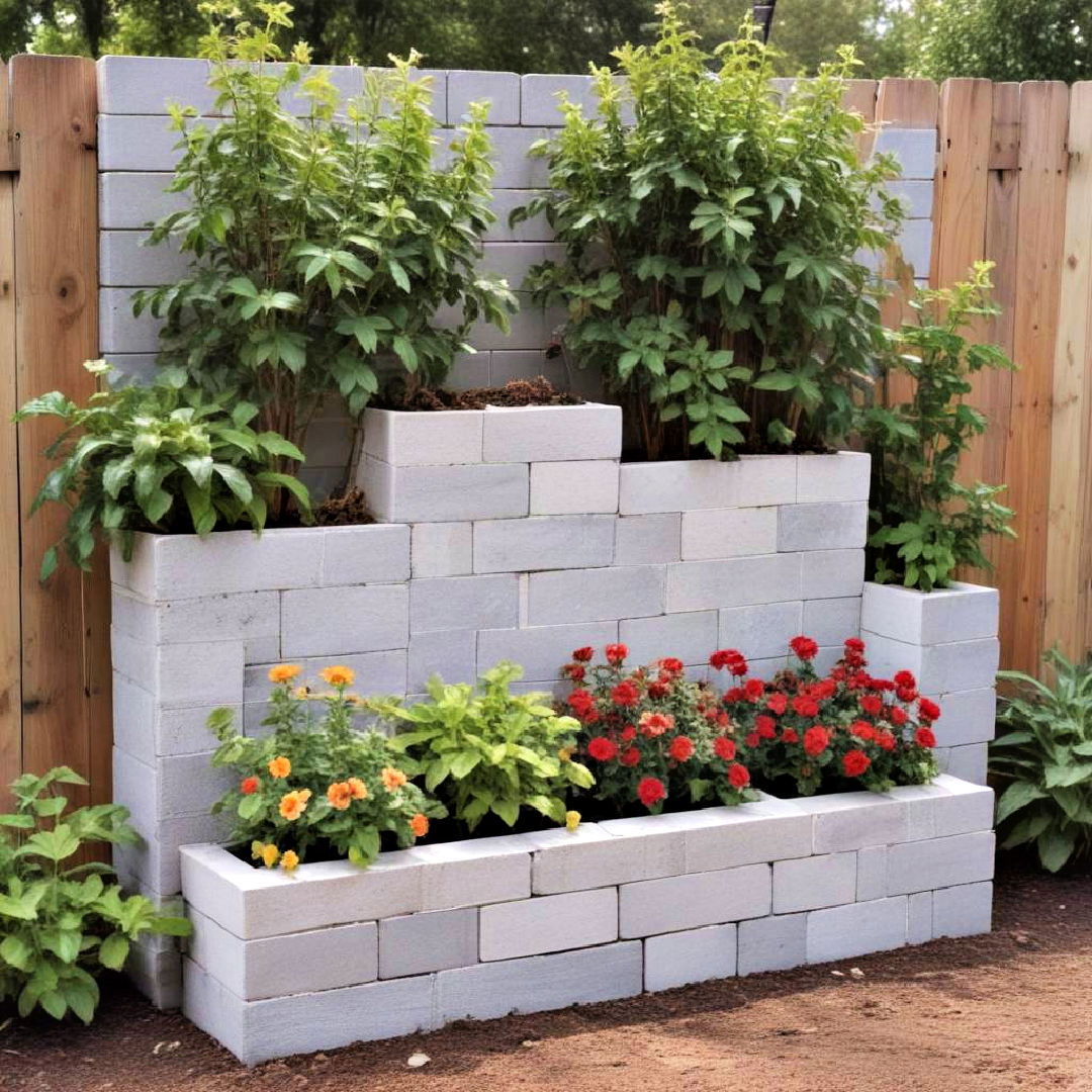 cinder block garden partition