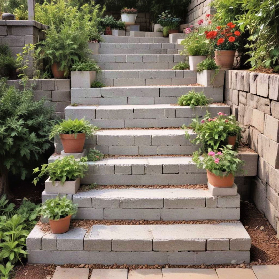 cinder block garden staircase