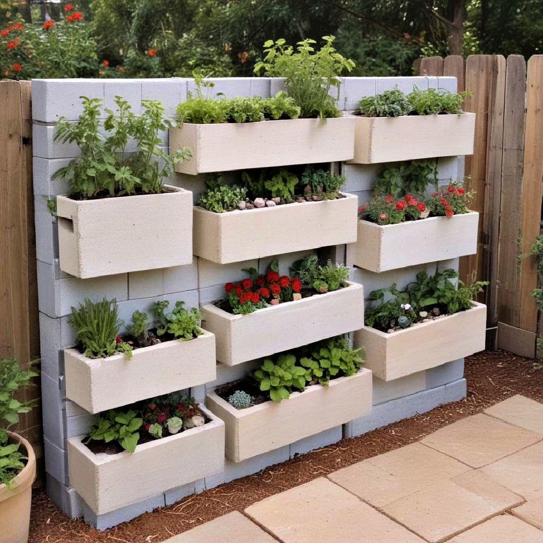 cinder block garden storage