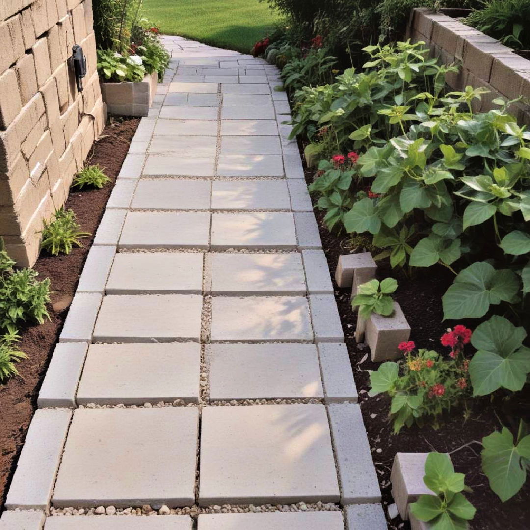 cinder block garden walkway