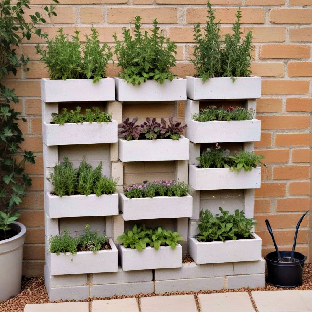 cinder block herb garden