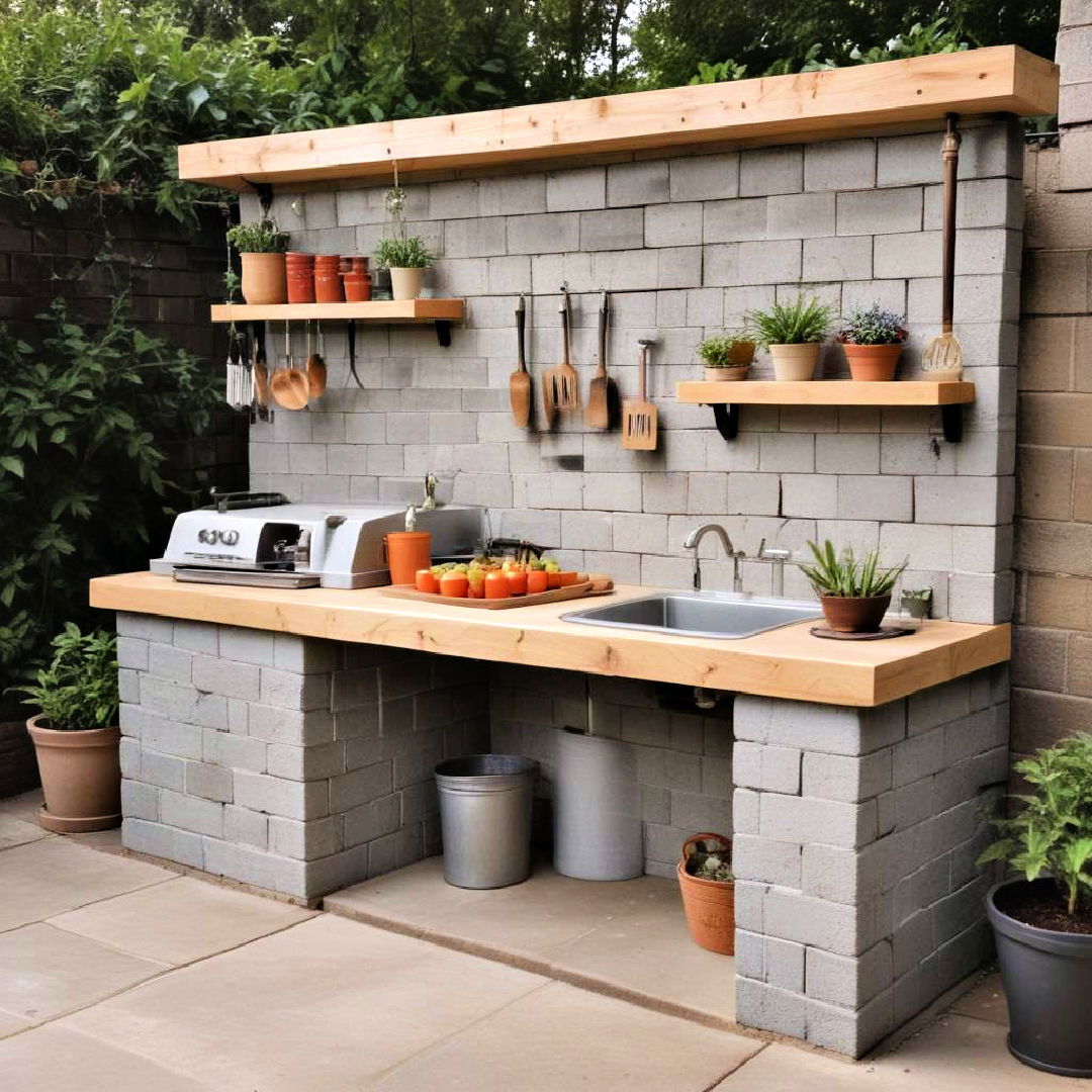 cinder block outdoor kitchen