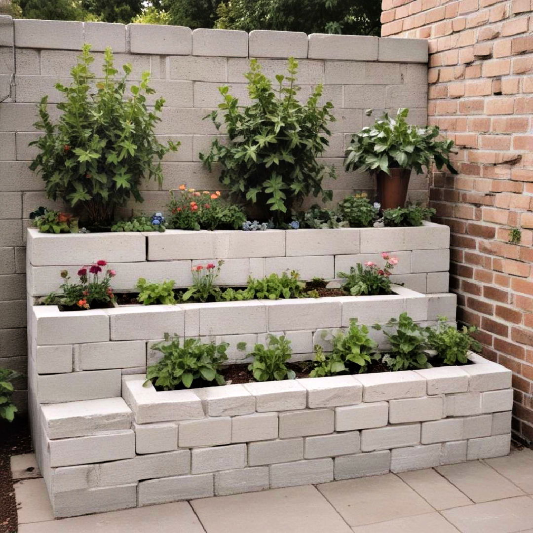 cinder block patio garden