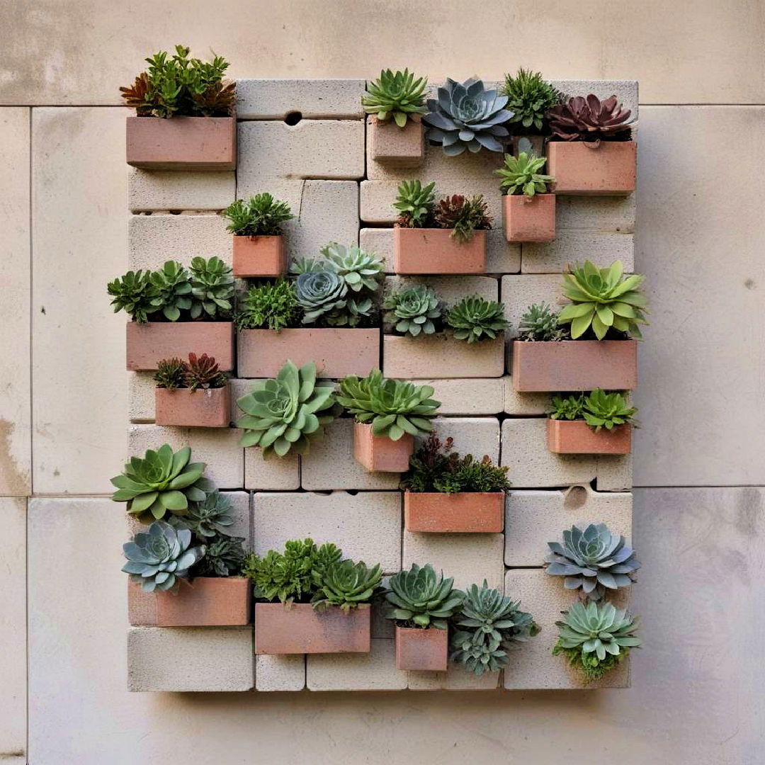 cinder block succulent wall