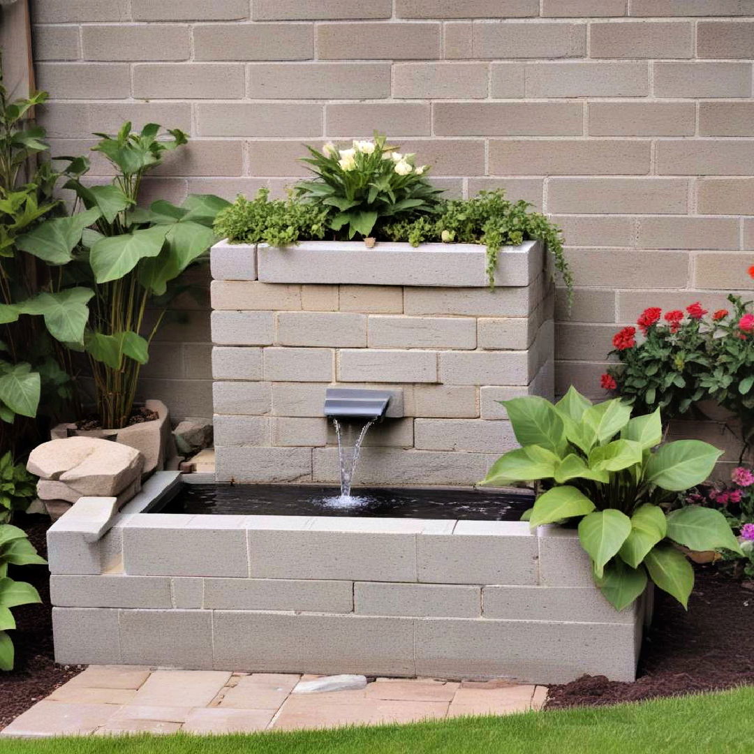 cinder block water feature