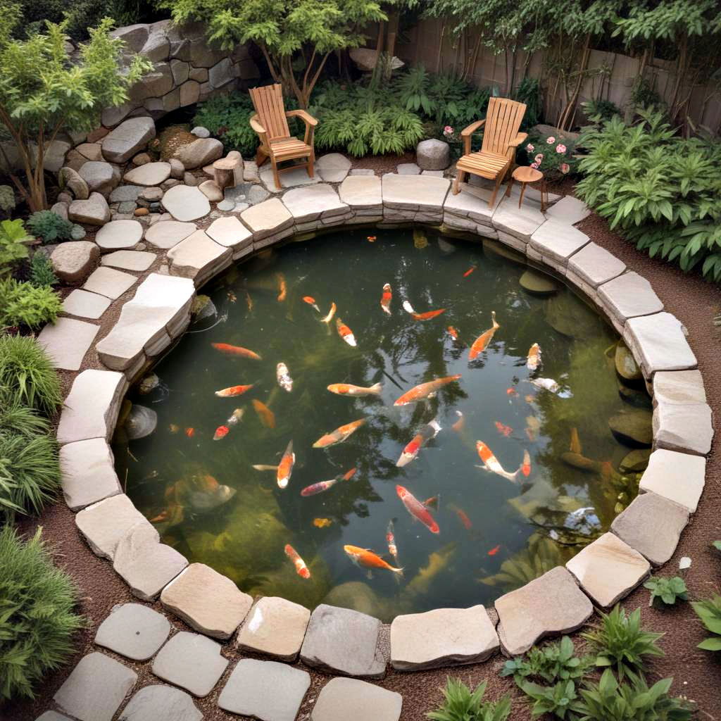 circular meditation koi pond