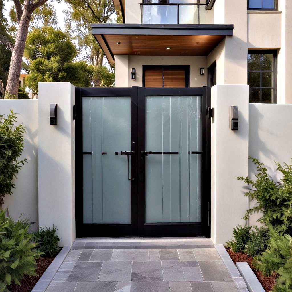 contemporary frosted glass gates