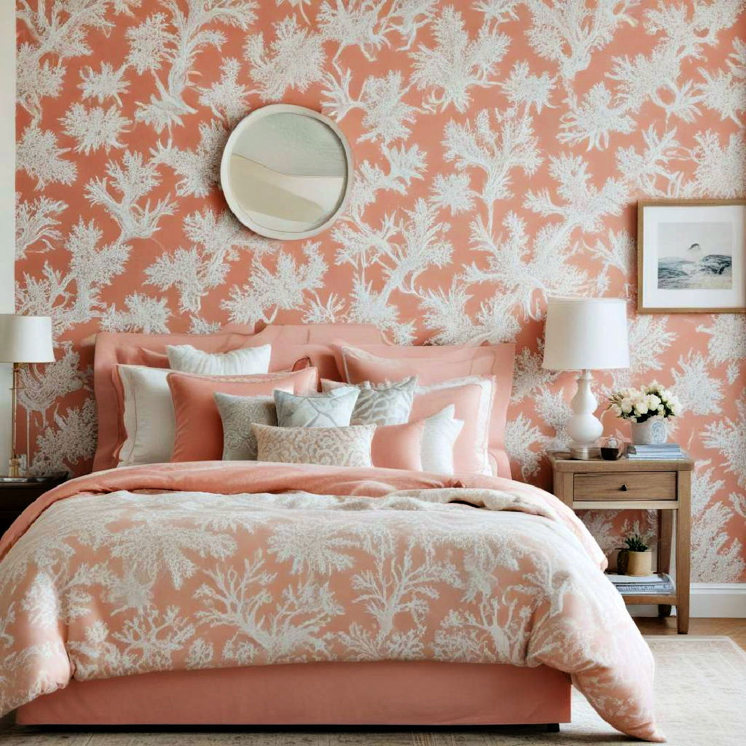 coral patterned wallpaper