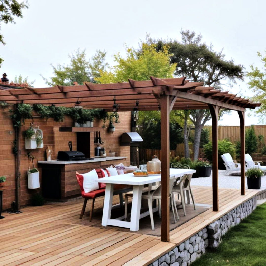 cozy pergola sheltered cooking nook