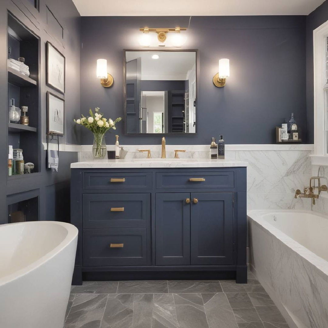 dark blue cabinetry