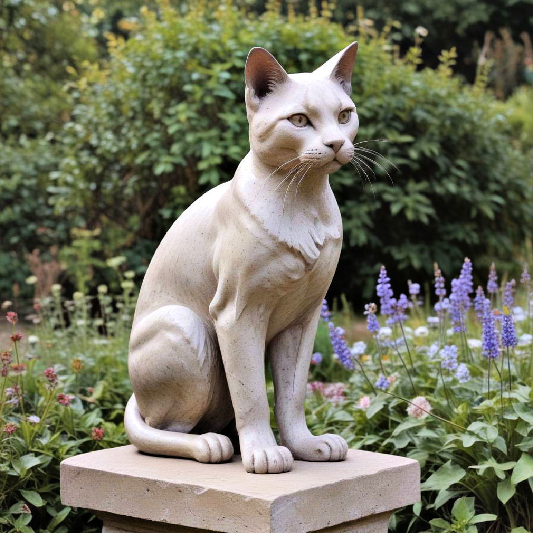 elegant cat sculpture garden