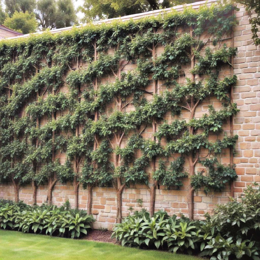 espaliered trees backyard privacy