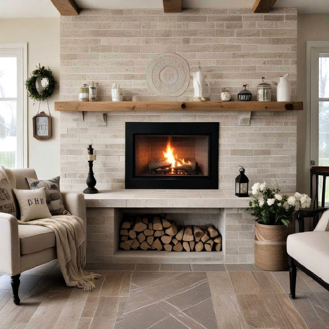 farmhouse tile fireplace