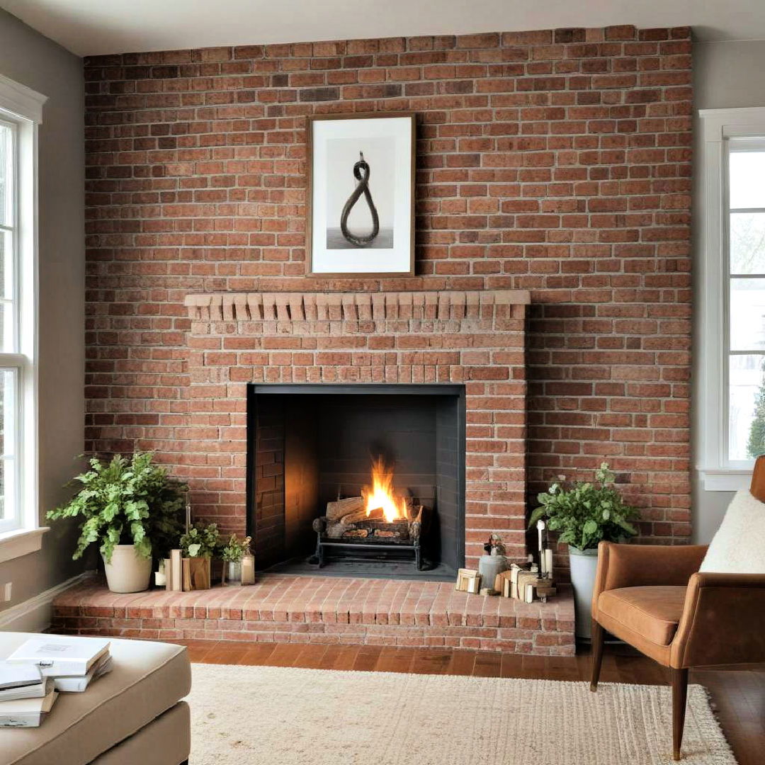 faux brick fireplace