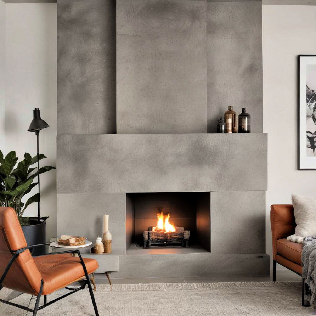 faux concrete fireplace