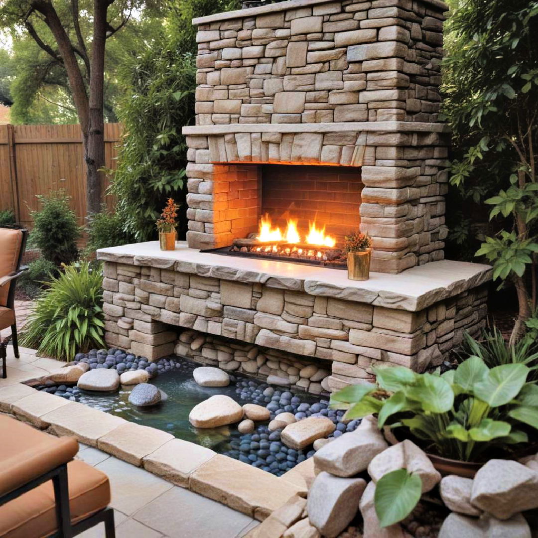 fireplace with water feature