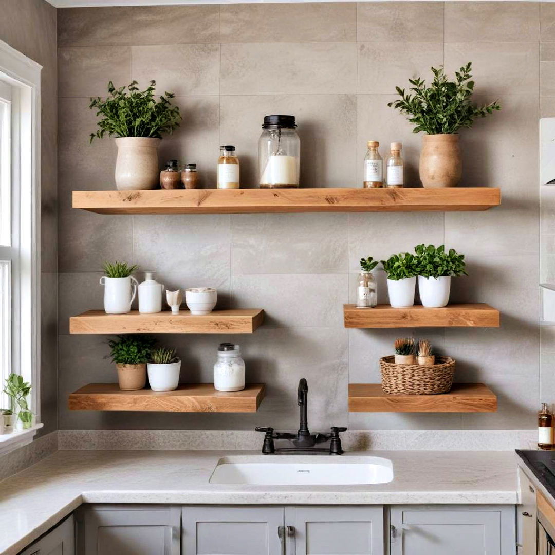 floating wooden shelves