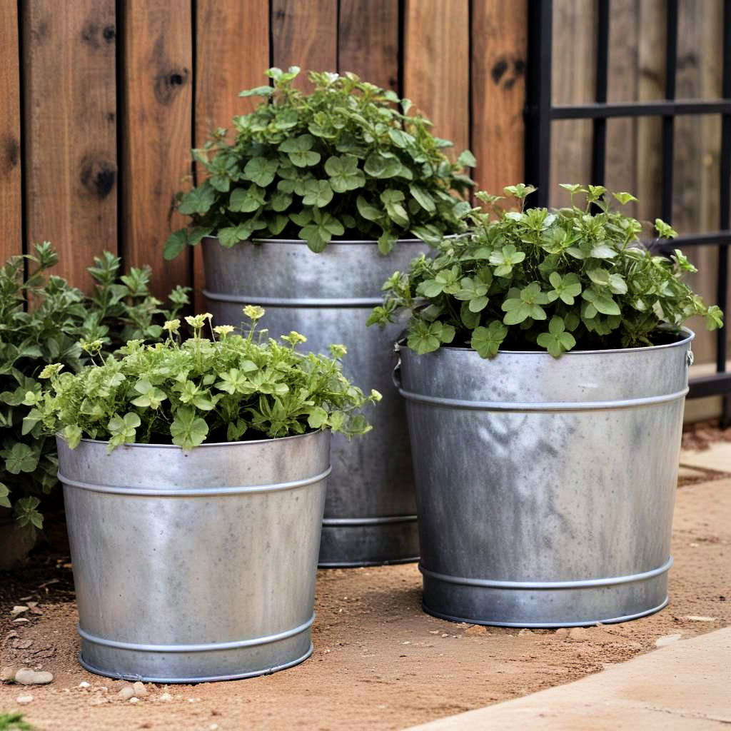 galvanized planters