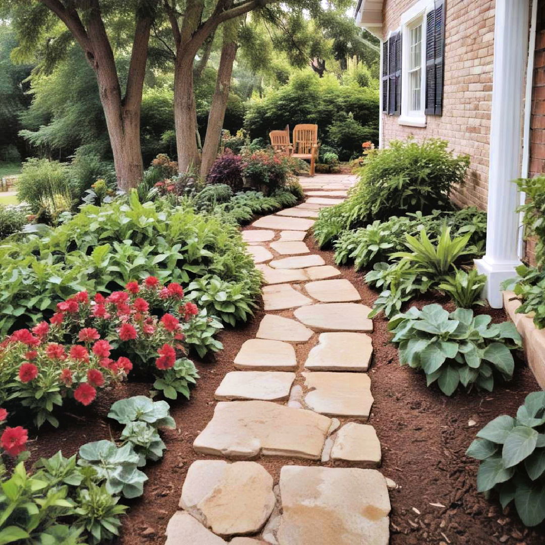 garden path leading to the porch