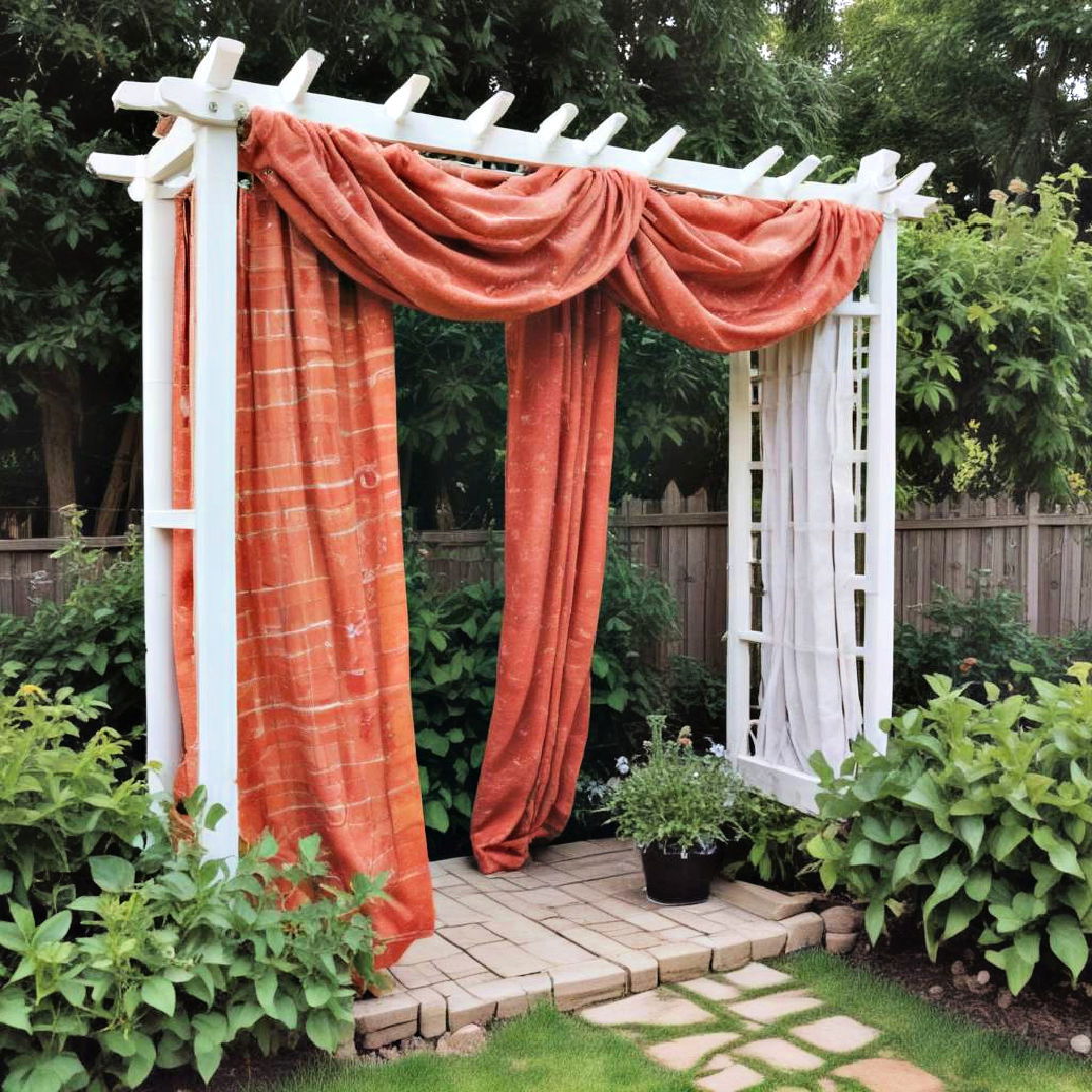 garden trellis with fabric