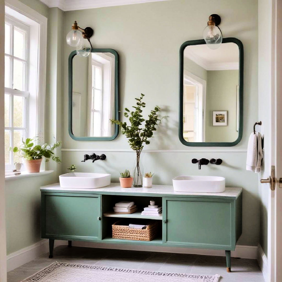 green framed mirrors