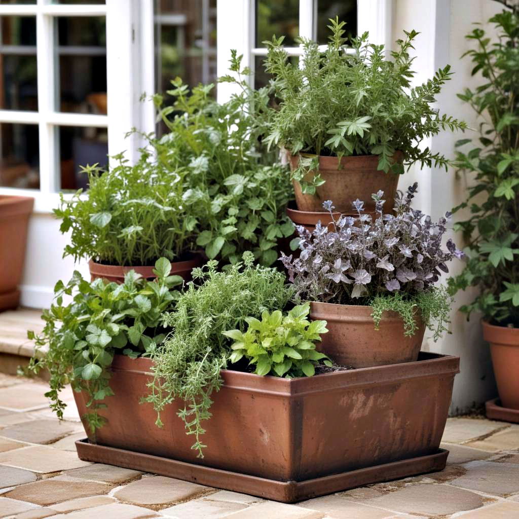 herb garden in containers