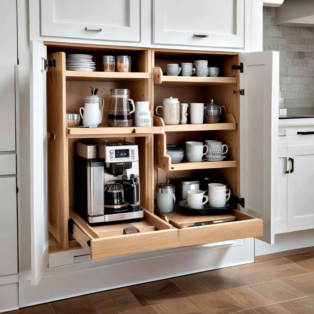 hidden cabinet coffee station