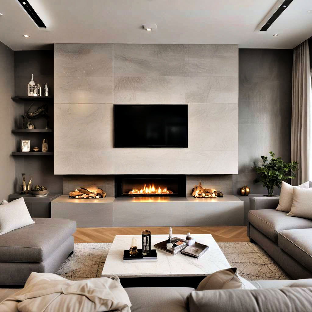 integrated fireplace with tv units