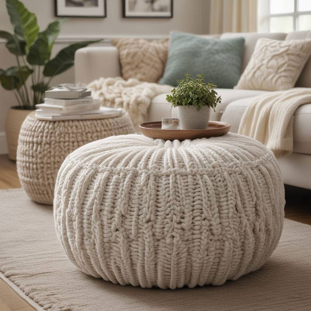 knitted ottomans for comfort and style