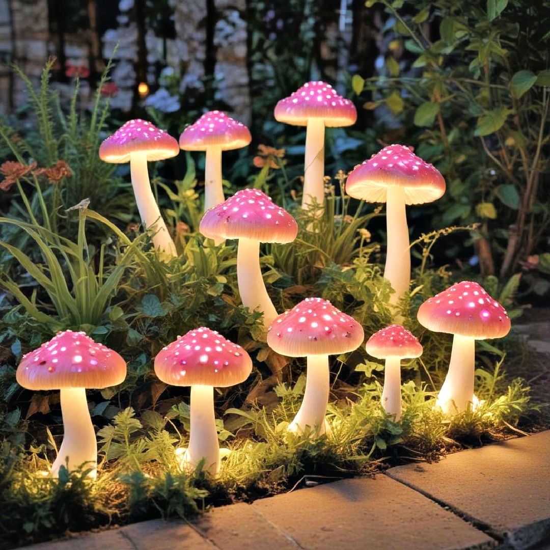 led garden mushrooms