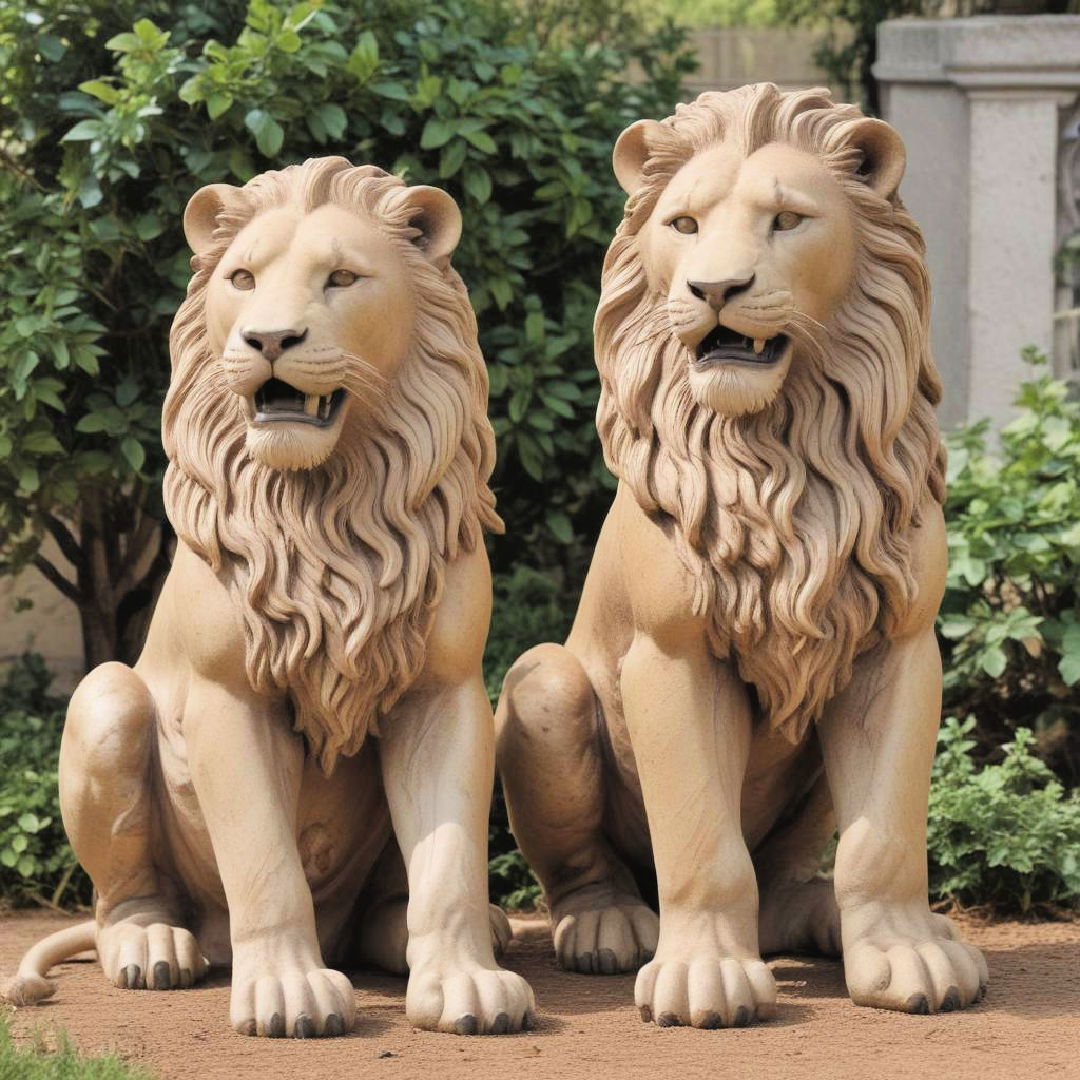 lion garden statues