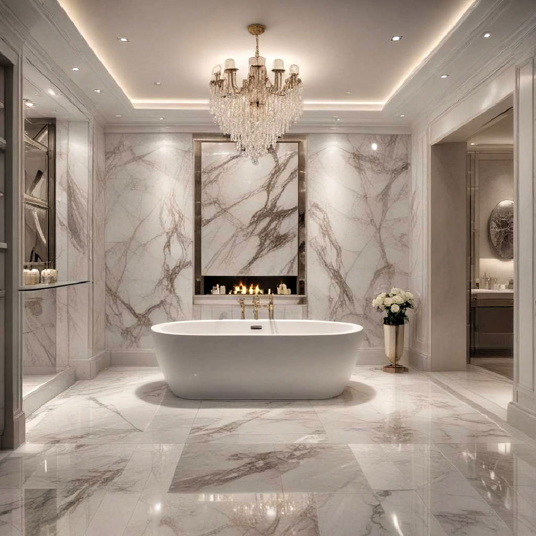 marble flooring with heated elements