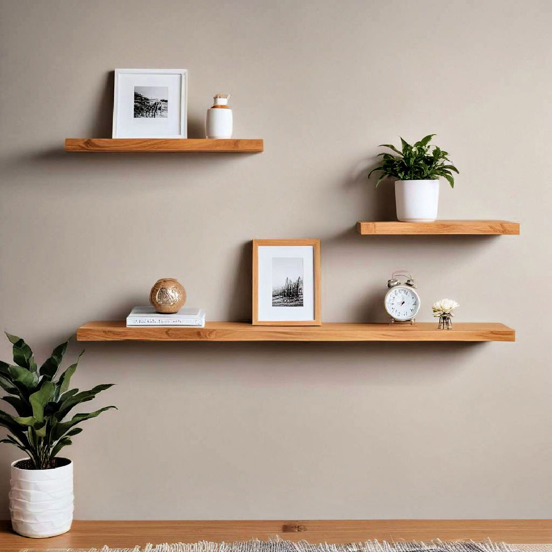 minimalist wooden shelves