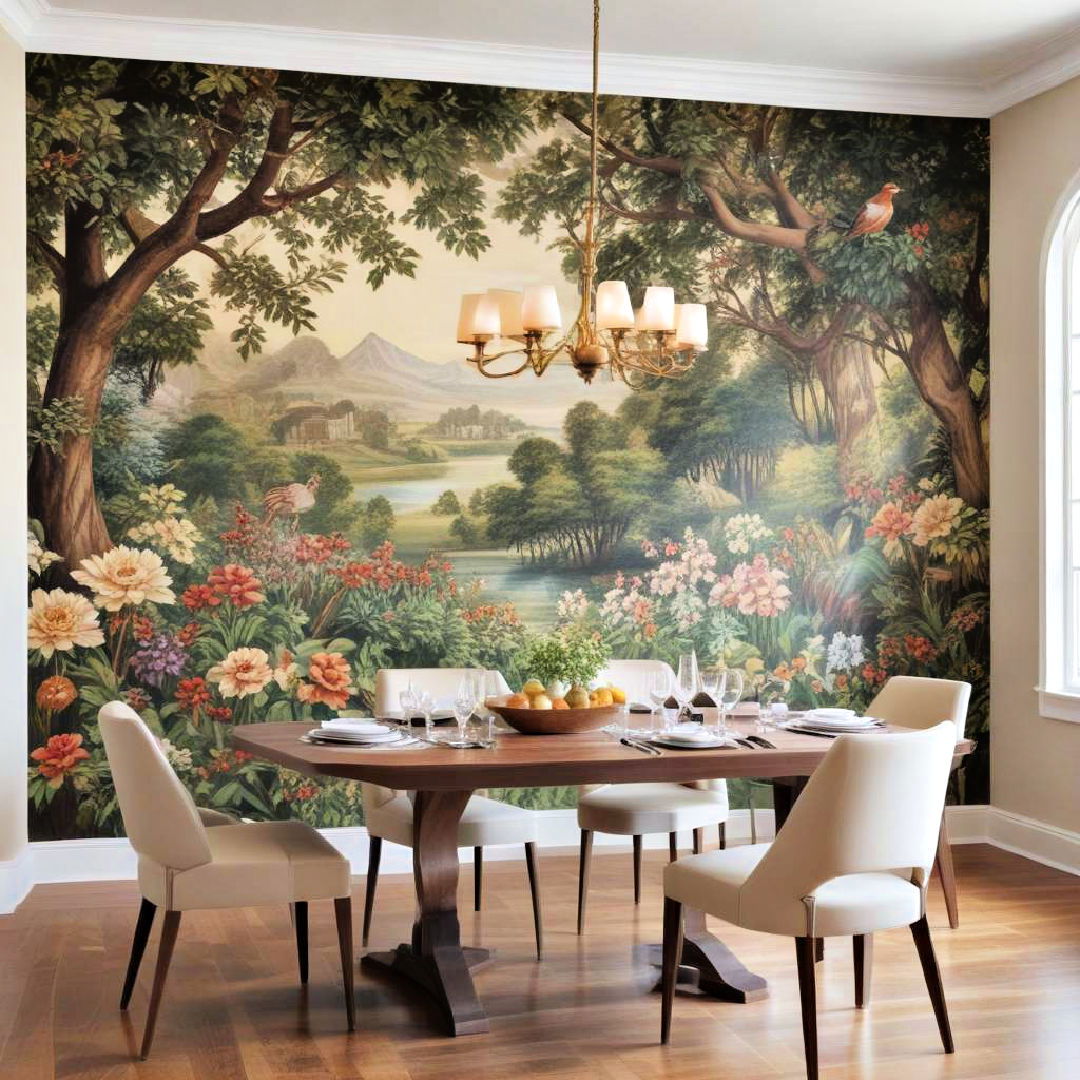 mural dining room accent wall