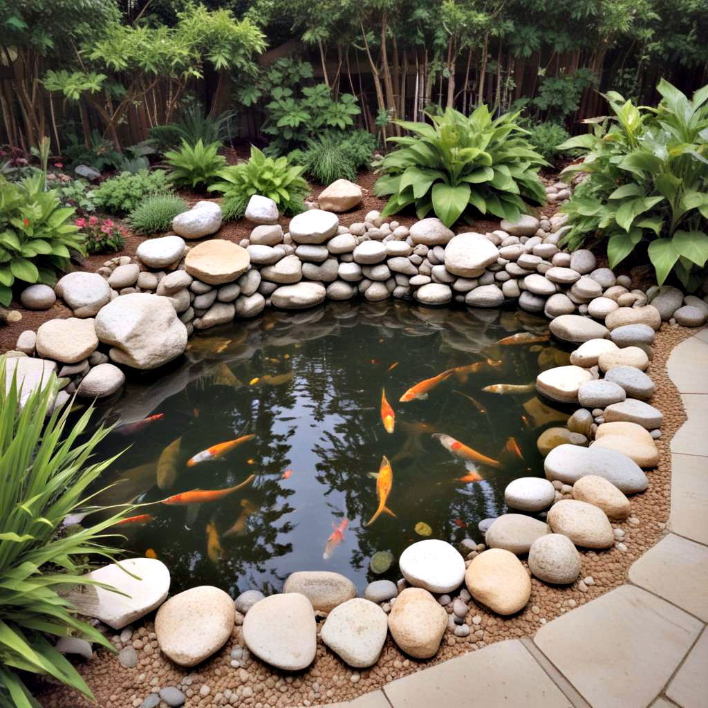 natural rock border koi pond