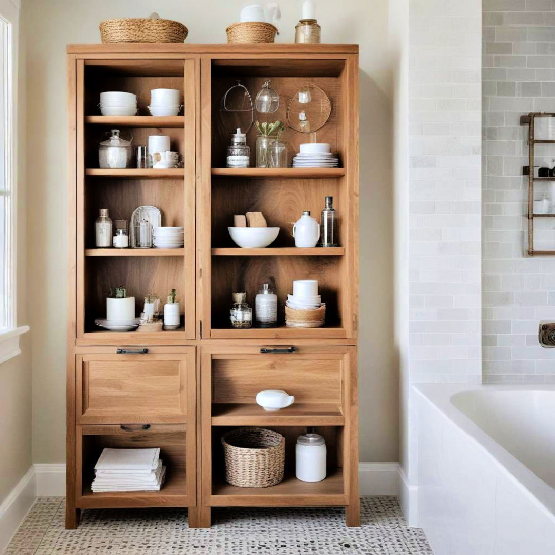 open shelving cabinets