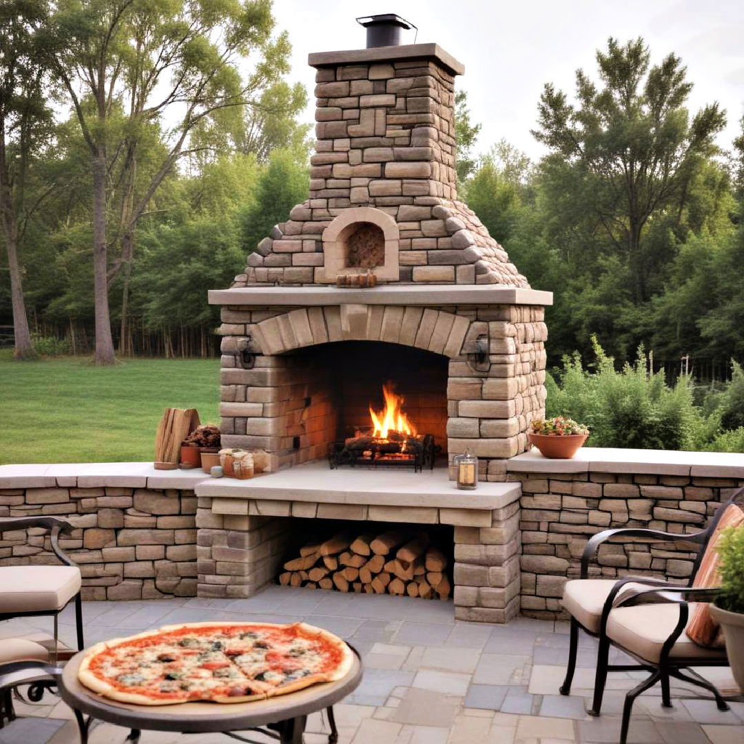 outdoor fireplace with pizza oven