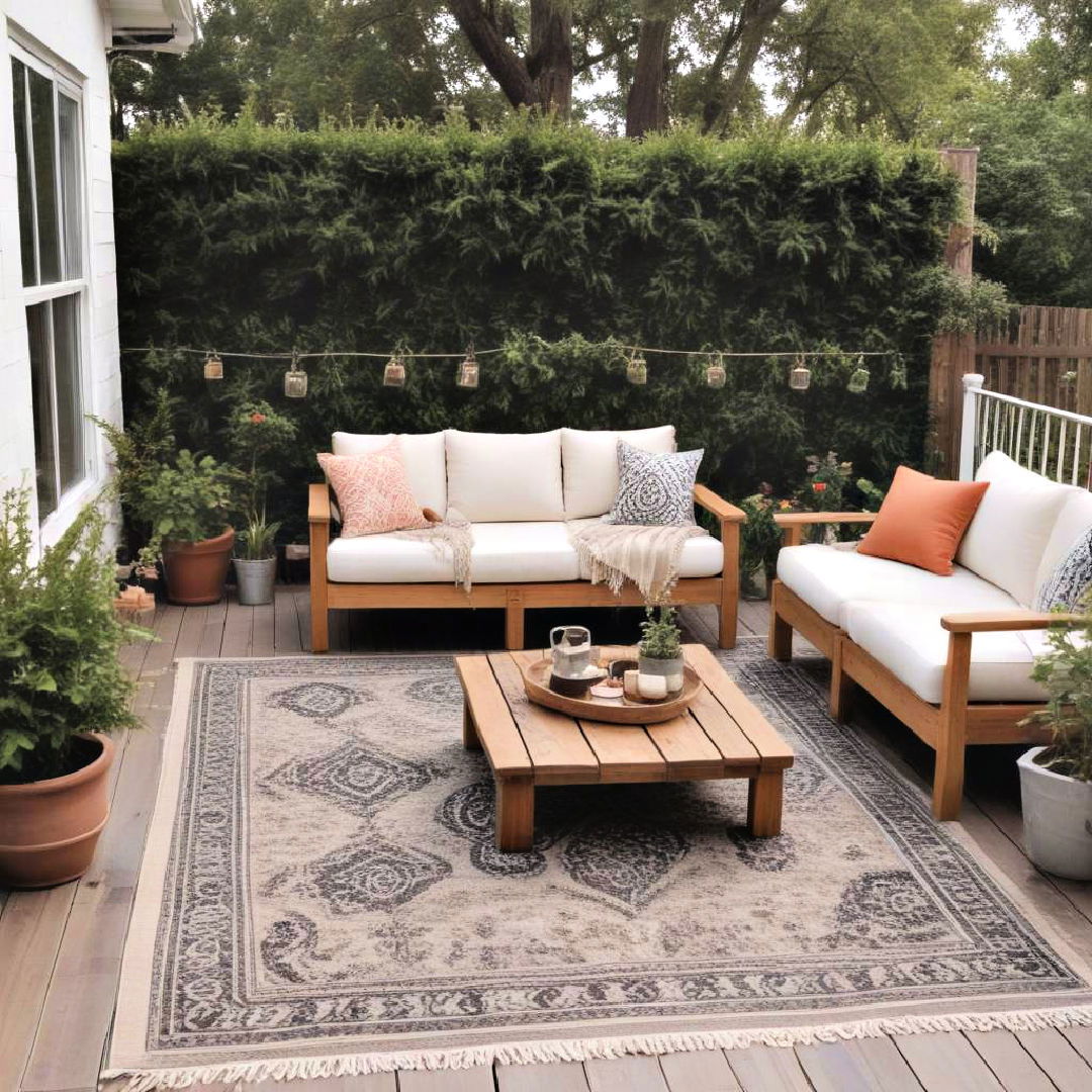 outdoor rug seating area